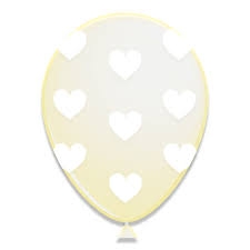 BALLONNEN MET HARTJES WIT (Ø30CM, 6ST) ()